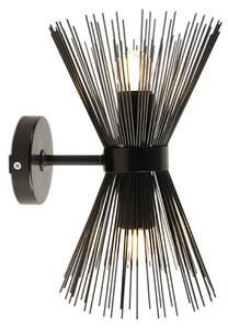 Art Deco nástěnná lampa černá 2-světlo - Broom