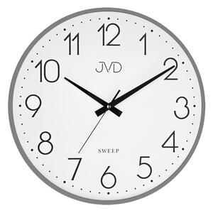 JVD Šedé nástěnné kovové netikající tiché hodiny JVD HK4129.3