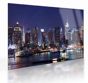 Skleněný obraz - Osvětlené New Yorské mrakodrapy (70x50 cm)