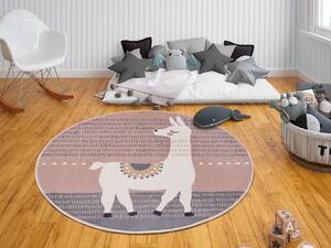 Hanse Home Collection koberce Dětský koberec New Adventures 105326 Pastel pink Gray - 80x80 (průměr) kruh cm
