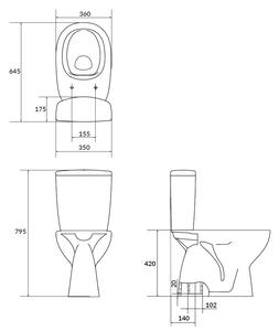 Cersanit Arteco kompaktní záchodová mísa bílá K667-075