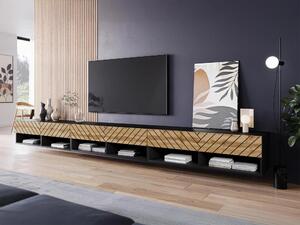 TV stolek 300 cm WILLA A - černý / dub wotan