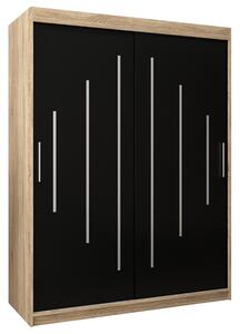 Šatní skříň s posuvnými dveřmi YORK - 150x200cm -Dub Sonoma-Černá-