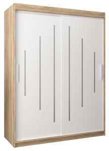 Šatní skříň s posuvnými dveřmi YORK - 150x200cm -Dub Sonoma-Bílá-