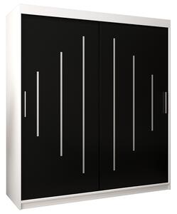 Šatní skříň s posuvnými dveřmi YORK - 180x200cm -Bílá-Černá-