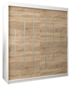 Šatní skříň s posuvnými dveřmi YORK - 180x200cm -Bílá-Dub Sonoma-