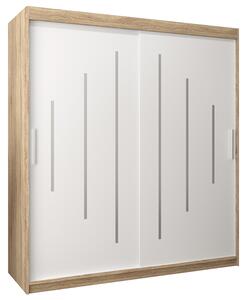 Šatní skříň s posuvnými dveřmi YORK - 180x200cm -Dub Sonoma-Bílá-