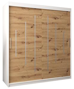 Šatní skříň s posuvnými dveřmi YORK - 180x200cm -Bílá-Dub Artisan-