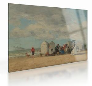 Skleněný obraz - Eugène Boudin, Beach Scene, reprodukce (70x50 cm)