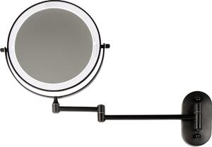 Faneco Como Black zrcadlo 20x20 cm kulatý s osvětlením černá M200LBSBL