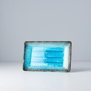 Modrý keramický servírovací talíř MIJ Sky, 21 x 13,5 cm
