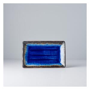 Modrý keramický servírovací talíř MIJ Cobalt, 21 x 13 cm