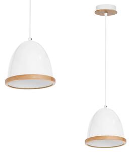 EUlight Závěsné svítidlo Studio, 1x dřevěné/bílé kovové stínítko, (fi 21cm), w/br