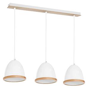 EUlight Závěsné svítidlo Studio, 3x dřevěné/bílé kovové stínítko, (fi 21cm), w/br