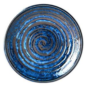 Modrý keramický talíř MIJ Copper Swirl, ø 20 cm