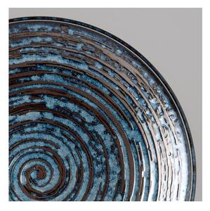 Modrý keramický talíř MIJ Copper Swirl, ø 25 cm