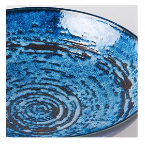 Modrá keramická servírovací mísa MIJ Copper Swirl, ø 28 cm