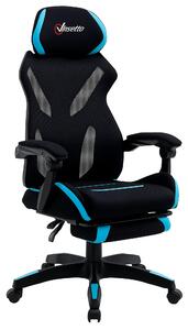 Herní židle Vinsetto s bederní opěrkou, ergonomická kancelářská židle s nastavitelnou výškou v černé a modré látce, 65x65x119-129cm | Aosom