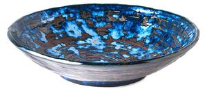 Modrý keramický hluboký talíř MIJ Copper Swirl, ø 24 cm
