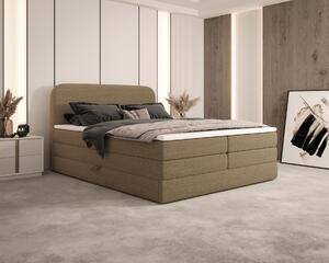 Boxspringová postel 140x200 VADLORA - hnědá + topper ZDARMA
