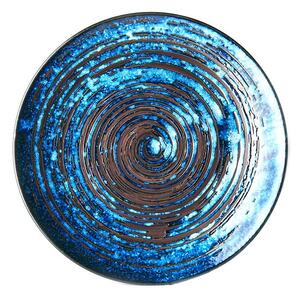 Modrý keramický talíř MIJ Copper Swirl, ø 29 cm