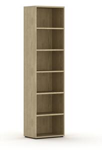 Knihovna INTEGRO vyšší, 2300 x 600 x 400 mm, 5 polic, dub přírodní