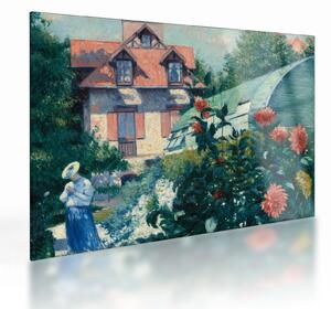 Skleněný obraz - Gustave Caillebotte, Dahlias, Garden at Petit Gennevilliers, reprodukce (70x50 cm)