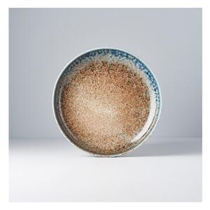 Béžovo-modrý keramický talíř se zvednutým okrajem MIJ Earth & Sky, ø 22 cm