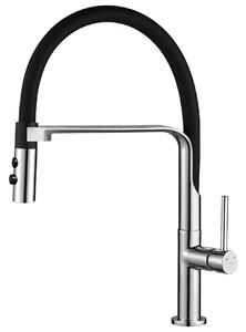 Kuchinox Siluetto, vysoká dřezová baterie s elastickým ramenem, chromová-černá matná, LAV-BQU_778D