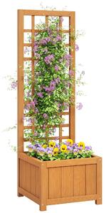 Outsunny Vyvýšený Zahradní Záhon s Trellis, Zahradní Květináč s Odvodňovacími Otvory a Prodyšnou Podložkou z Jedlového Dřeva, pro Květy a Zeleninu, 40