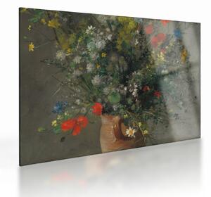 Skleněný obraz - Auguste Renoir, Flowers in a Vase, reprodukce (70x50 cm)