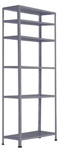 Policový regál 1760x750x300 mm, 6 polic, nosnost police 75 kg, RAL 7031