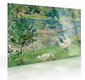 Skleněný obraz - Berthe Morisot, Girl in a Boat with Geese, reprodukce (70x50 cm)