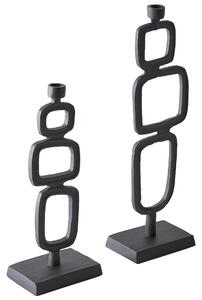 Sada 2 svícnů SIPANJE Kov 35/48 cm Černá