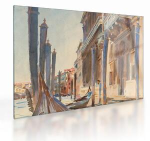 Skleněný obraz - John Singer Sargent, Gondola Moorings on the Grand Canal, reprodukce (70x50 cm)