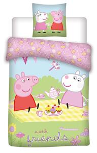 Aptex DĚTSKÉ BAVLNĚNÉ POVLEČENÍ PEPPA PIG 100X135 CM, 1KS 40X60 CM VZOROVANÉ
