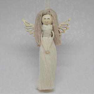 Andělka s hnědými vlásky (závěsná dekorace)