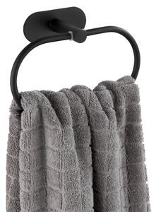 Matně černý nástěnný držák na ručníky z nerezové oceli Wenko Orea Ring Turbo-Loc®