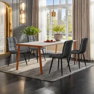 Jídelní židle ProximaX se sametovým potahem, sada 4 kusů, šedá - Stylový vintage design, elegantní čalouněná jídelní židle - Kuchyňská židle nebo židle do jídelny s vysokou nosností