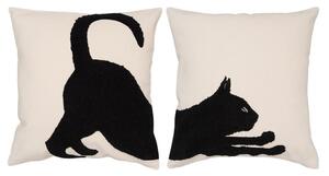 Povlak BLACK CAT - set 2 ks stretching cat smetanovočerná 45 x 45 cm