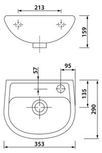 AQUALINE - OVAL keramické umývátko 35x29cm (TP135)