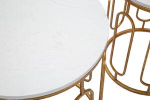 Set 2 ks odkládacích stolků Mauro Ferretti Jiniva 46x55-39x48 cm, zlatá/bílá