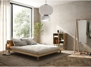 Dvoulůžková postel z masivního dřeva s čelem, lampičkami a černou matrací Comfort Karup Design Peek, 160 x 200 cm
