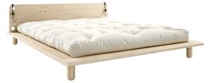 Dvoulůžková postel z masivního dřeva s čelem, lampičkami a matrací Comfort Karup Design Peek, 140 x 200 cm