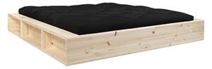 Dvoulůžková postel z masivního dřeva s úložným prostorem a černým futonem Comfort Karup Design Ziggy, 160 x 200 cm