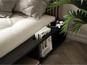 Černá dvoulůžková postel z masivního dřeva s úložným prostorem a černým futonem Comfort Karup Design Ziggy, 140 x 200 cm