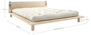 Dvoulůžková postel z masivního dřeva s čelem, lampičkami a matrací Comfort Karup Design Peek, 140 x 200 cm