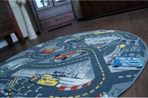 Dywany Lusczow Dětský kulatý koberec CARS šedý