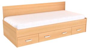 Zvýšené lůžko PLUTO Buk, úchytky JONY, zvýšené 1 čelo (zadní)