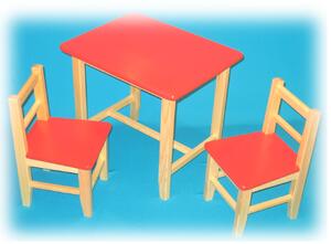 Dětský dřevěný stůl se židlemi - Červená